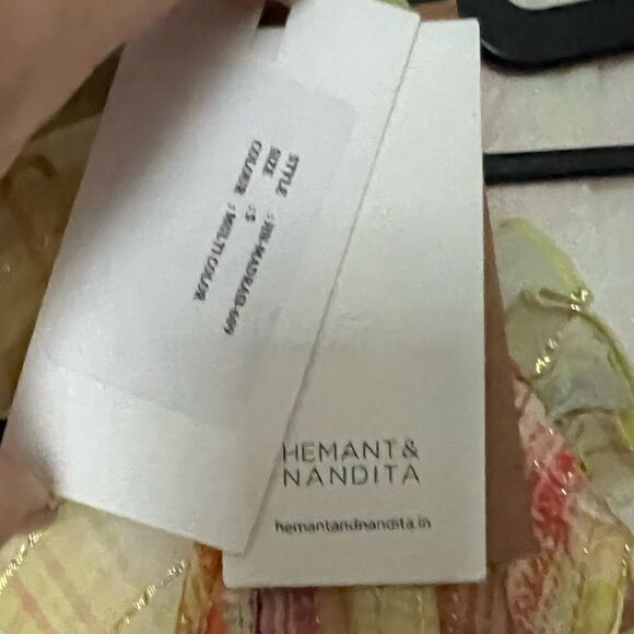 Hemant and Nandita NWT Thick and Thin Striped Dress Yellow, Pink, Orange, White - Picture 5 of 5